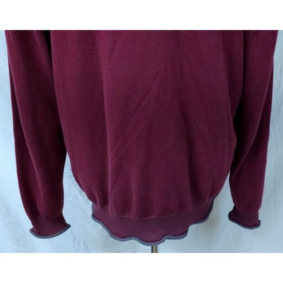 Chaps Denim Mens Large Red Grey Pullover Long Sleeve Logo Stretch Sweater - Picture 9 of 12